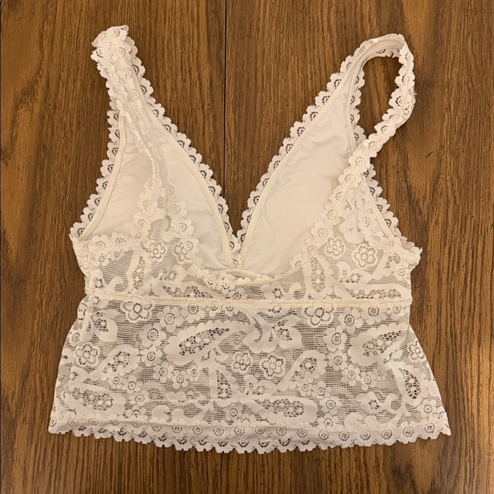 Aerie White Show Off Lace Padded Plunge Tank Top - Picture 3 of 5